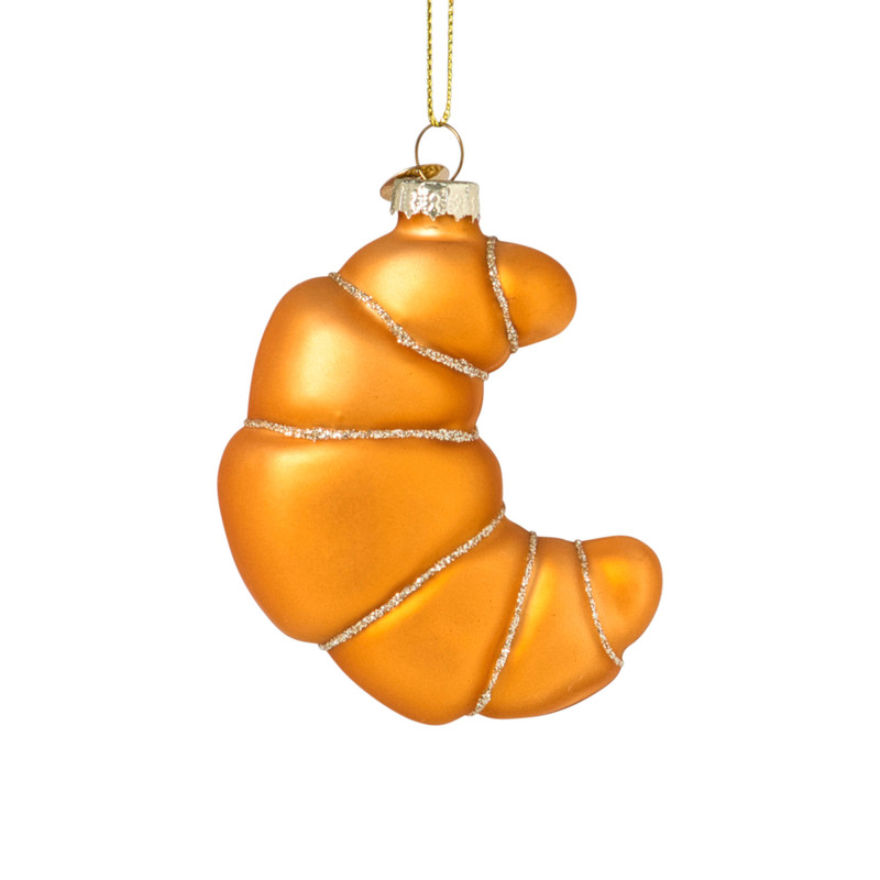 Kersthanger croissant - goudkleurig - 9.6x8x4.1 cm